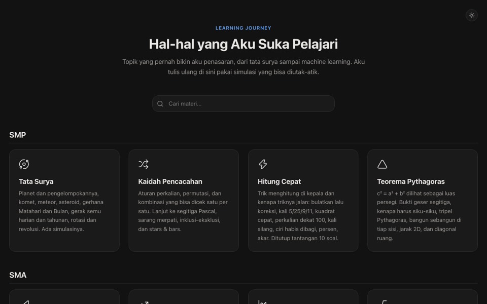Tampilan halaman Learning Journey